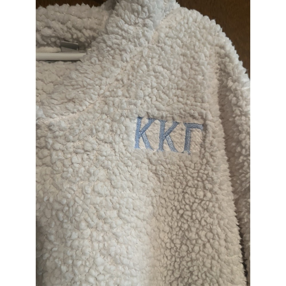 Kappa Kappa Gamma Cropped Fleece Hoodie- Size L- White- Port Authority - Picture 2 of 4